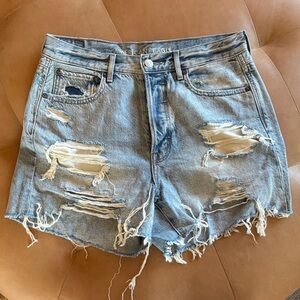 American Eagle Outfitters Ripped Light Blue Jean Shorts